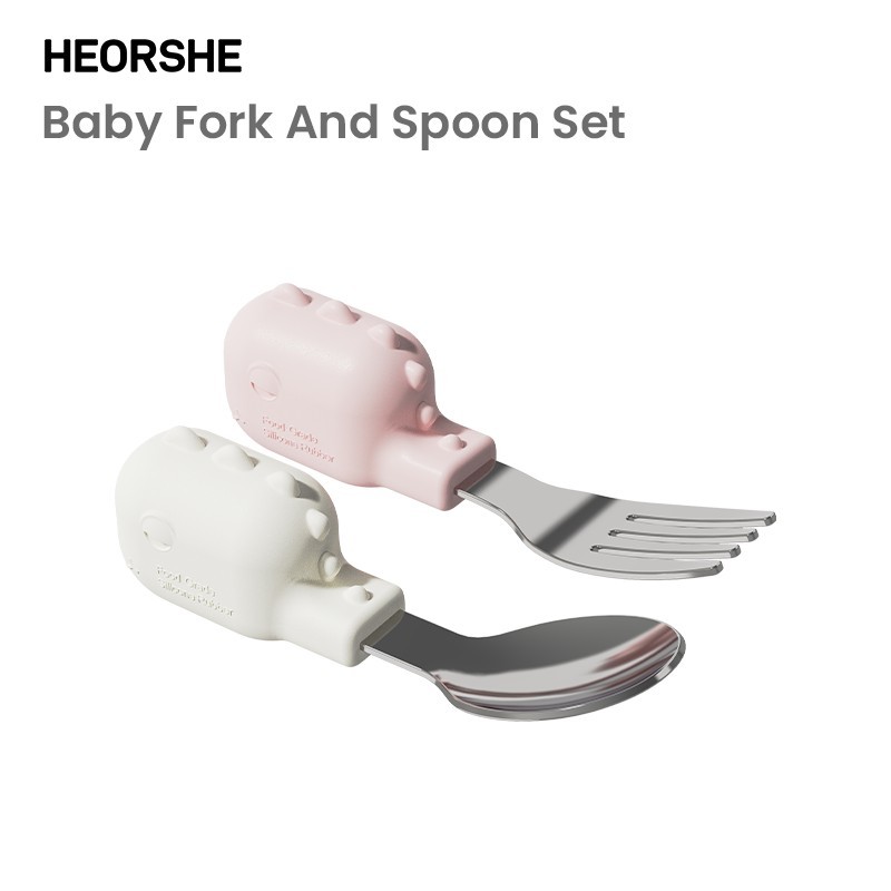 Baby Fork And Spoon Set White and Pink