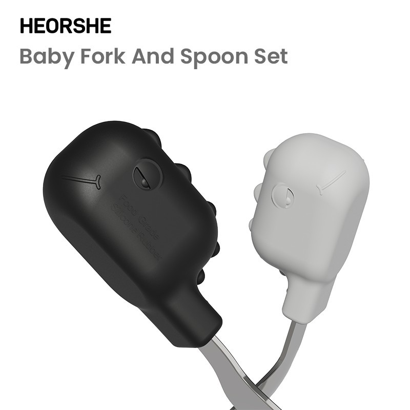 Baby Fork And Spoon Set Black and Grey