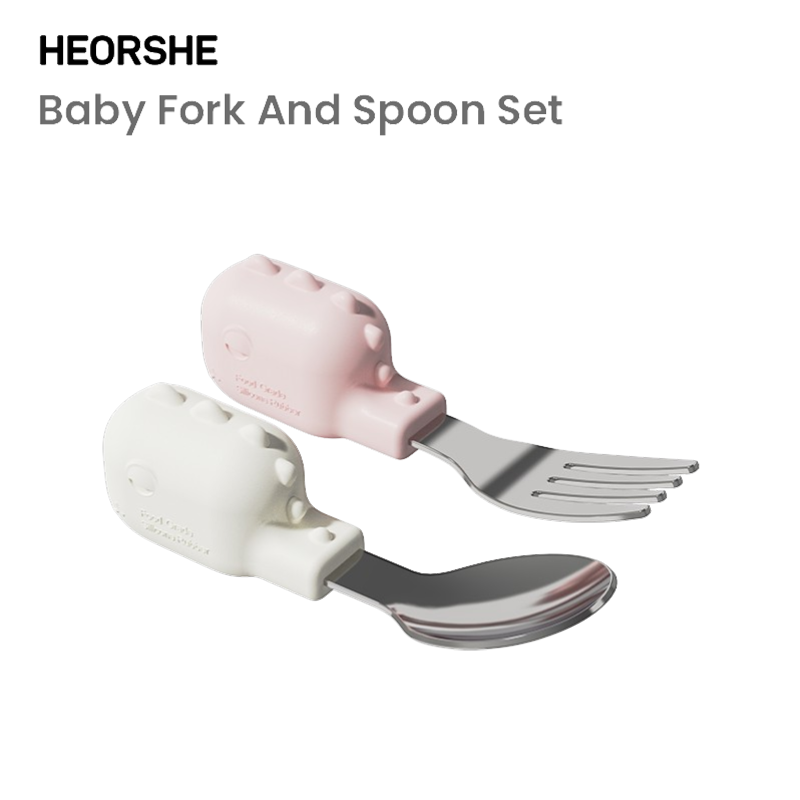 Baby Fork And Spoon Set White and Pink